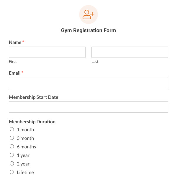 Gym Registration Form Template