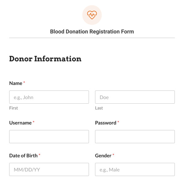 Blood Donation Registration Form Template