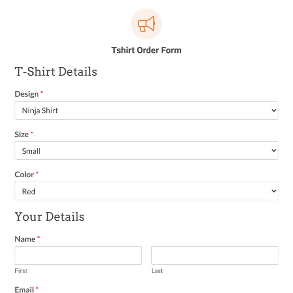 Tshirt Order Form Template
