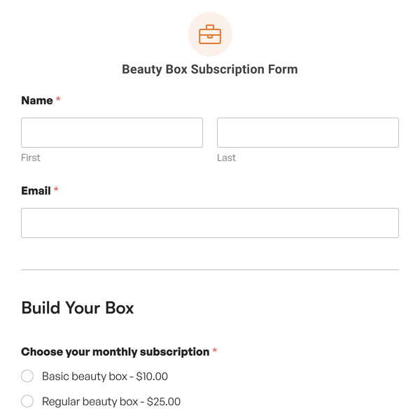 Beauty Box Subscription Form Template