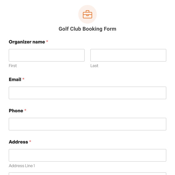 Golf Club Booking Form Template