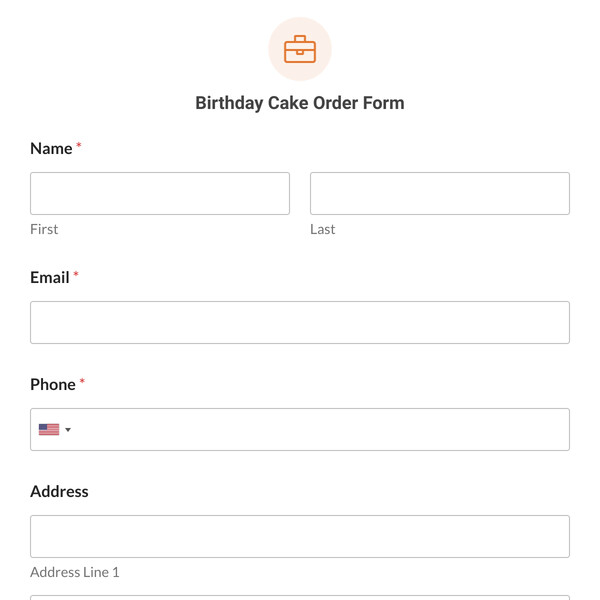 Birthday Cake Order Form Template