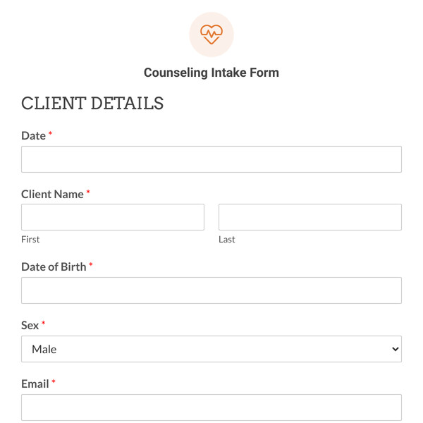 Counseling Intake Form Template
