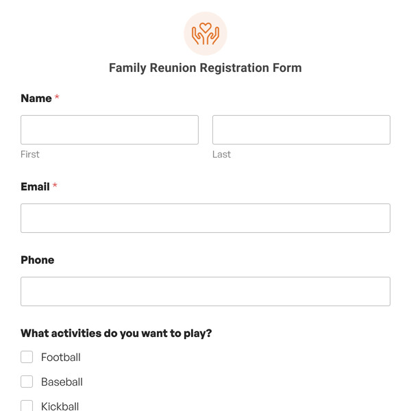 Family Reunion Registration Form Template