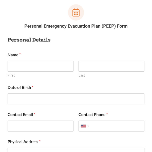 Personal Emergency Evacuation Plan (PEEP) Form Template