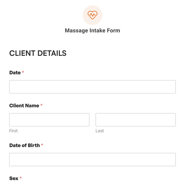 Massage Intake Form Template