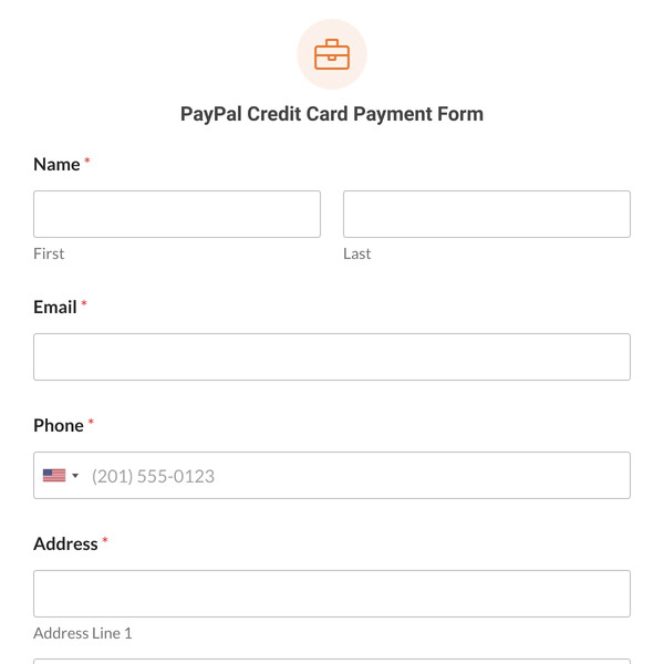 PayPal Credit Card Payment Form Template