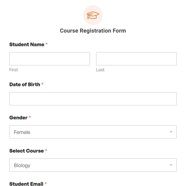 Course Registration Form Template
