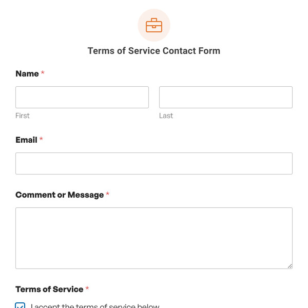 Terms of Service Contact Form Template