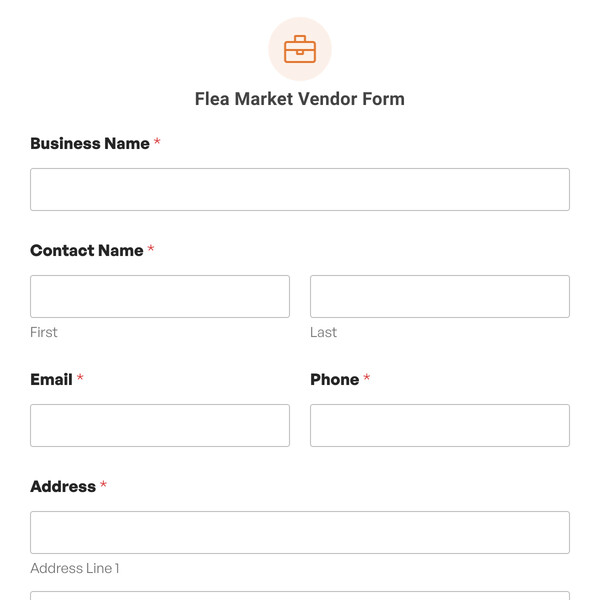 Flea Market Vendor Form Template