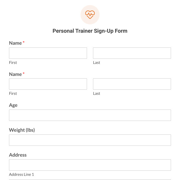 Personal Trainer Sign-Up Form Template