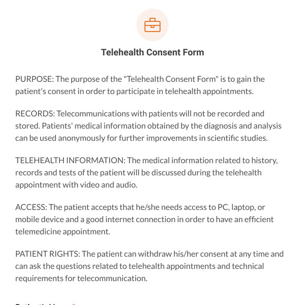Telehealth Consent Form Template