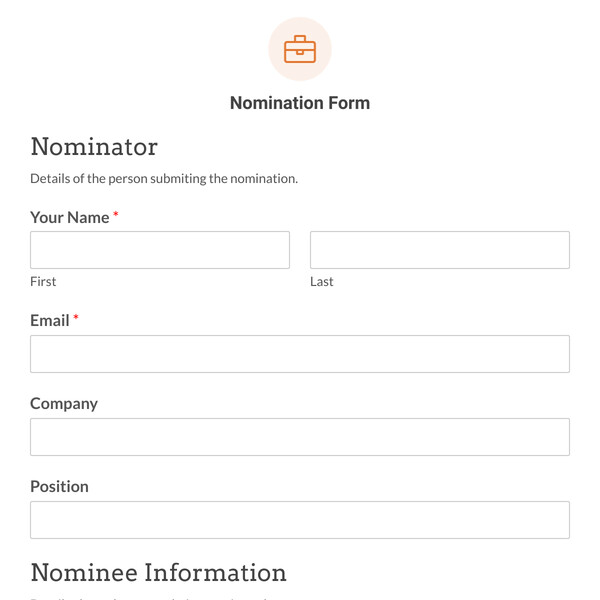Nomination Form Template