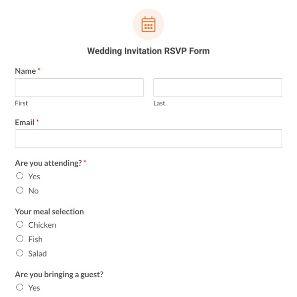 Wedding Invitation RSVP Form Template