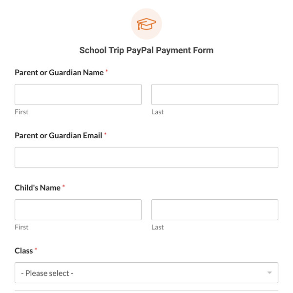 School Trip PayPal Payment Form Template