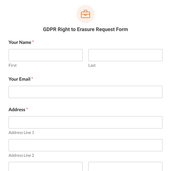 GDPR Right to Erasure Request Form Template