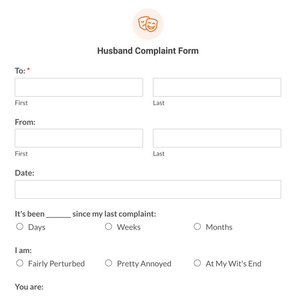 Husband Complaint Form Template
