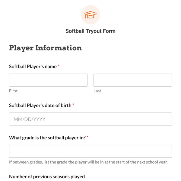 Softball Tryout Form Template