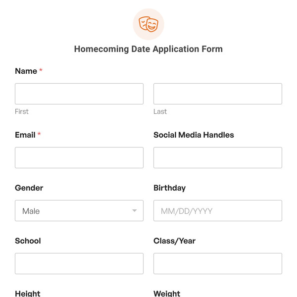 Homecoming Date Application Form Template