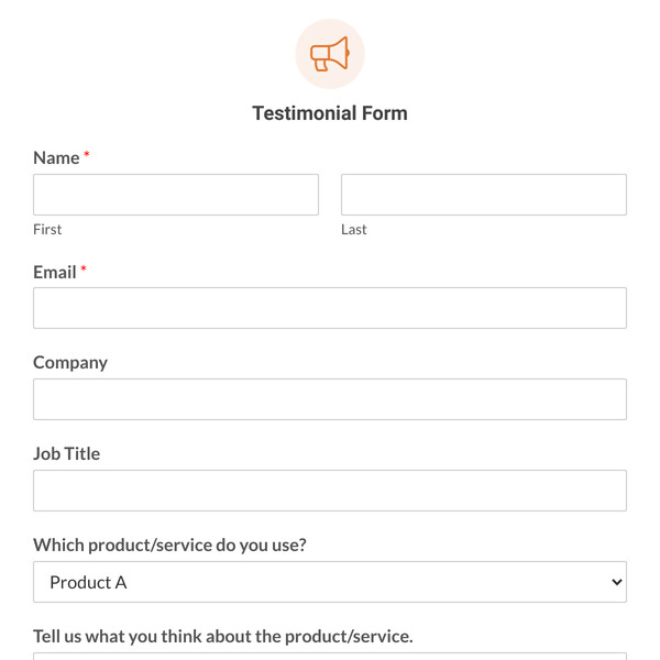 Testimonial Form Template