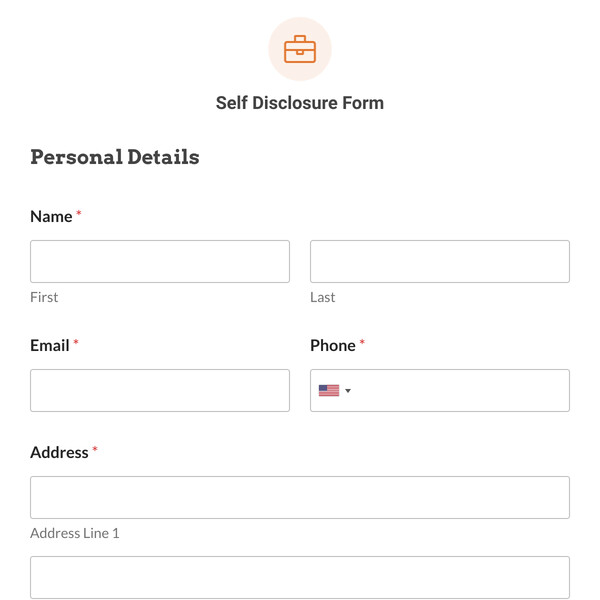 Self Disclosure Form Template