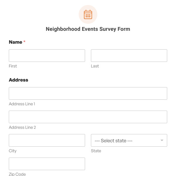 Neighborhood Events Survey Form Template