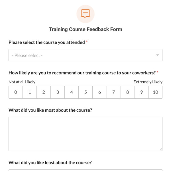 Training Course Feedback Form Template
