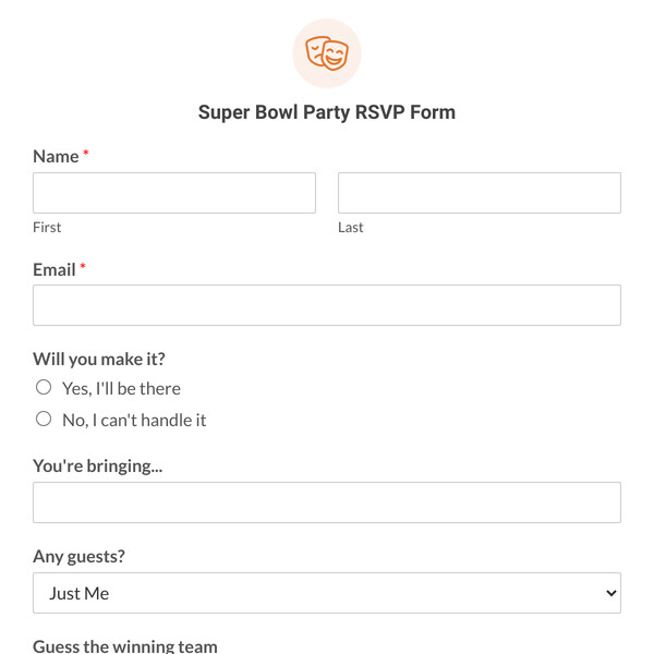 Super Bowl Party RSVP Form Template