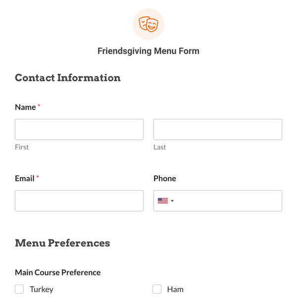 Friendsgiving Menu Form Template