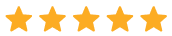 Five gold stars rating icon